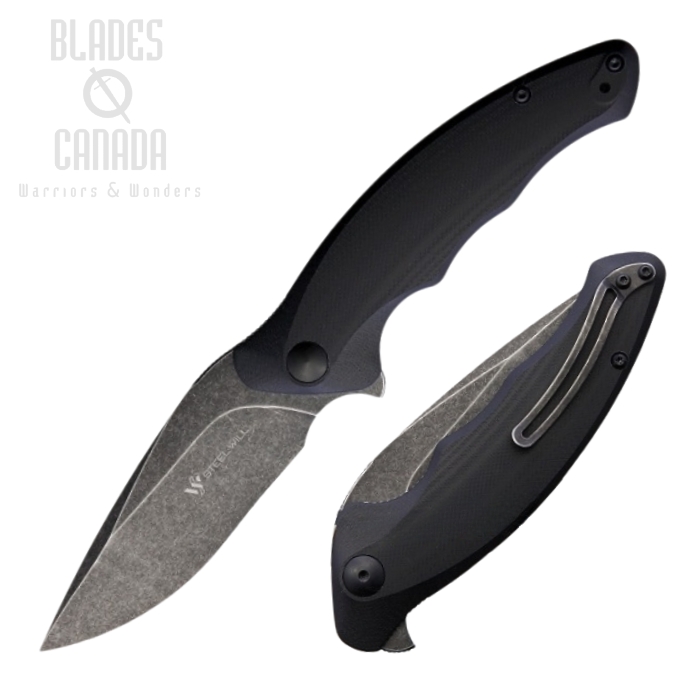 Steel Will Avior Flipper Folding Knife, D2 Black SW, G10 Black, F62-08